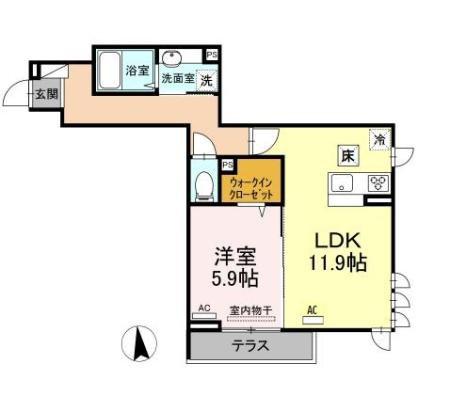 フレシール102(1LDK/1階)の間取り写真