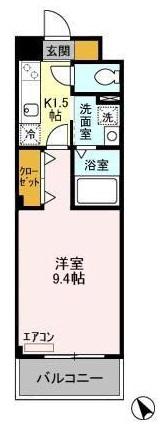 グランメール(1K/3階)の間取り写真