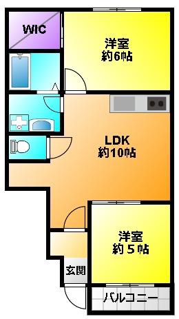 アーバンキブネ(2LDK/1階)の間取り写真