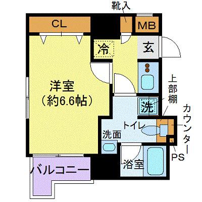 エストゥルース入谷(1K/6階)の間取り写真