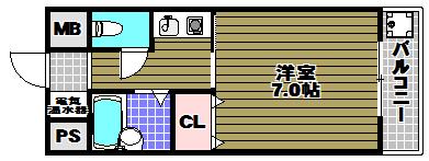 メゾン楠(1K/1階)の間取り写真