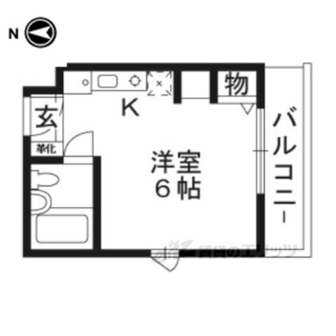 京都南ハウス(ワンルーム/2階)の間取り写真