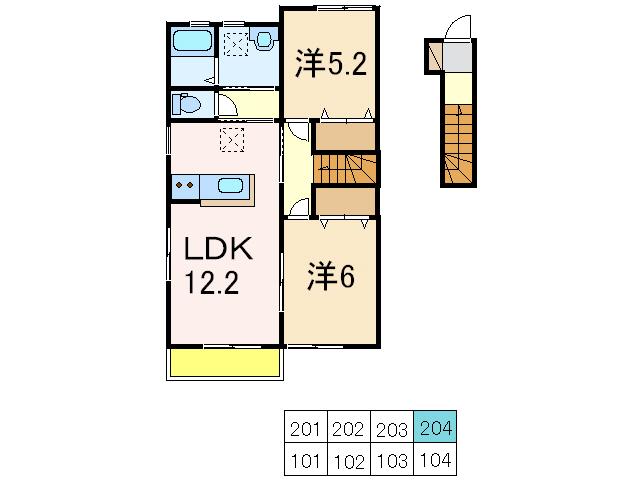 CACHETTE-カシェット-(2LDK/2階)の間取り写真