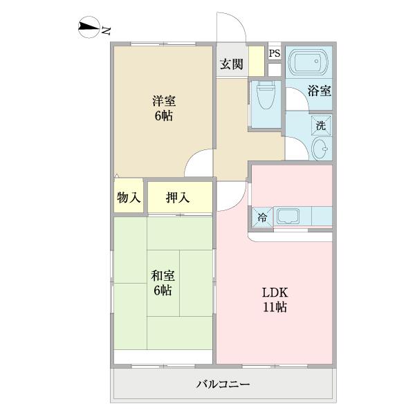 アネーロ(2LDK/2階)の間取り写真