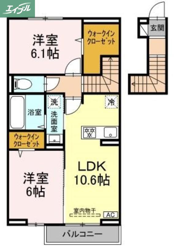 サンフラワー(2LDK/2階)の間取り写真