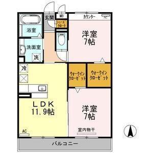 ホベン セドル(2LDK/1階)の間取り写真