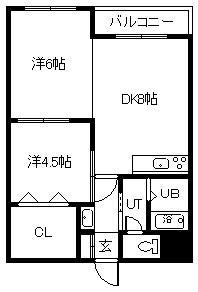 アーバンライフ東7条(2DK/4階)の間取り写真