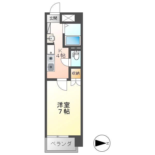 エトワール大島(1K/4階)の間取り写真