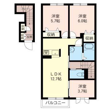 シャーメゾン グリナージュA(3LDK/2階)の間取り写真