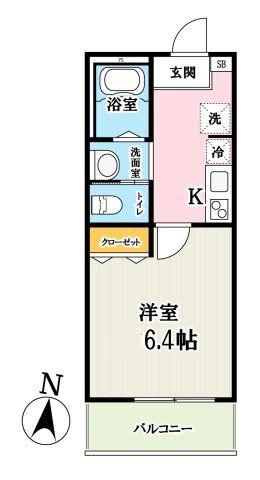 キャメル南越谷6(1K/3階)の間取り写真