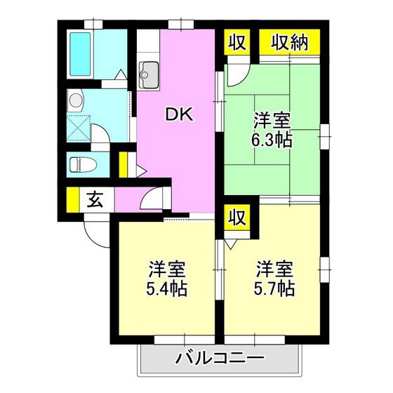 セリエA・B(3DK/2階)の間取り写真