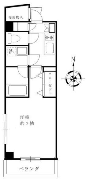 ウィステリア高田馬場(1K/2階)の間取り写真