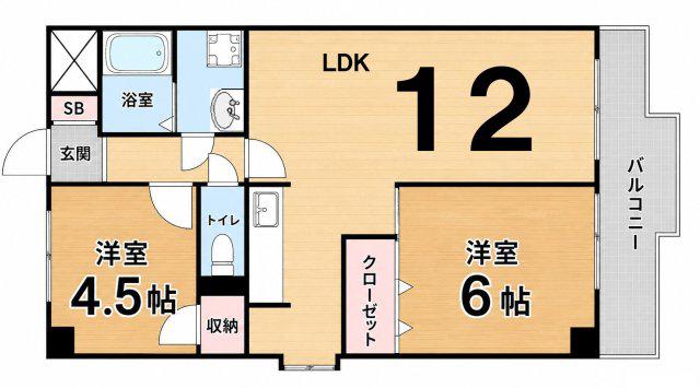 グランドメゾンUN(2LDK/6階)の間取り写真