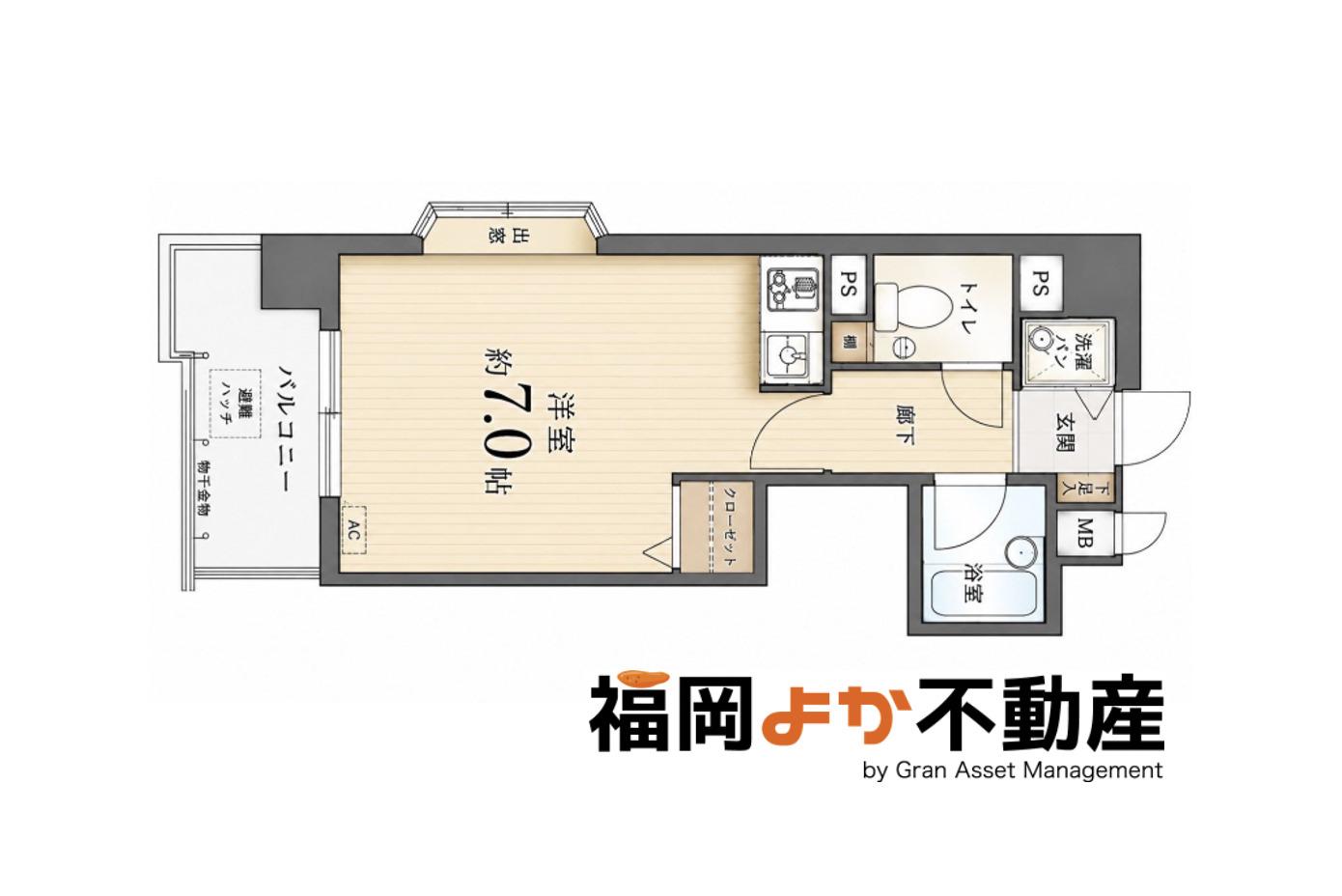 ライオンズマンション県庁前(1K/8階)の間取り写真