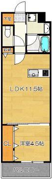 ラトナス(1LDK/2階)の間取り写真
