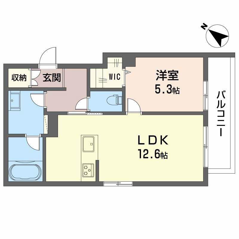 シャーメゾンマーレ竹下(1LDK/1階)の間取り写真
