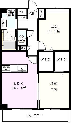 BELLO VITA M(2LDK/4階)の間取り写真