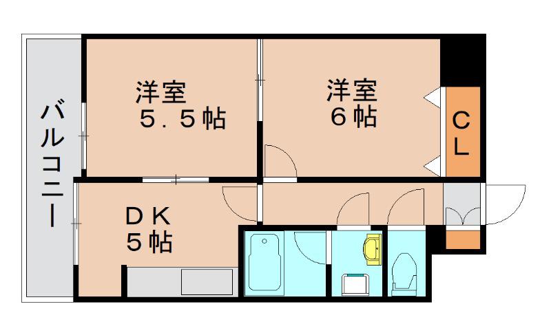 ビッグアップル(2DK/3階)の間取り写真