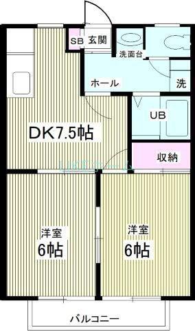 サンパティオA(2DK/1階)の間取り写真