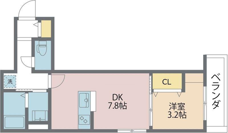 KING&PRINCESS 1番館(1DK/3階)の間取り写真