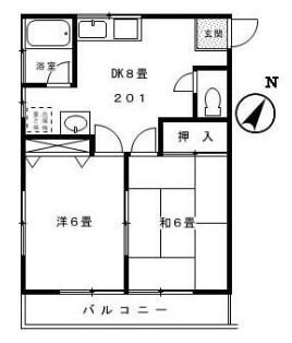 第2コーポけやき(2DK/2階)の間取り写真