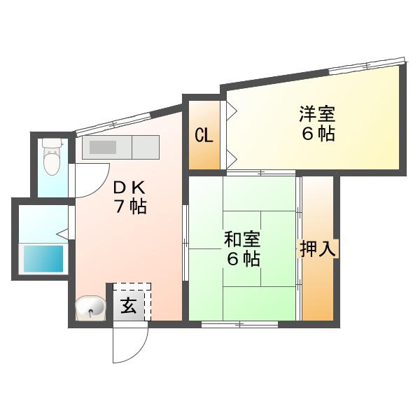 ヒルズ華(2DK/3階)の間取り写真