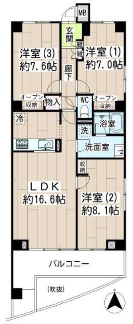 LIVE REST KAWASAKI 515(3LDK/5階)の間取り写真