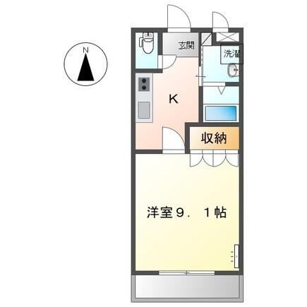 ルミエール香貫(1K/1階)の間取り写真