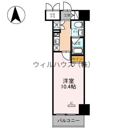 フェニックスレジデンス堺東(1K/15階)の間取り写真