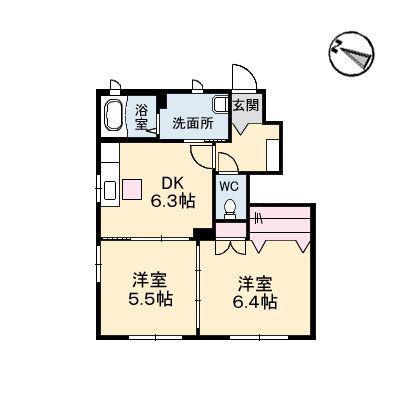 シャーメゾン澪(2DK/1階)の間取り写真