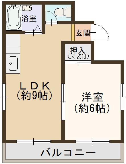 平尾ハイツ(1LDK/4階)の間取り写真
