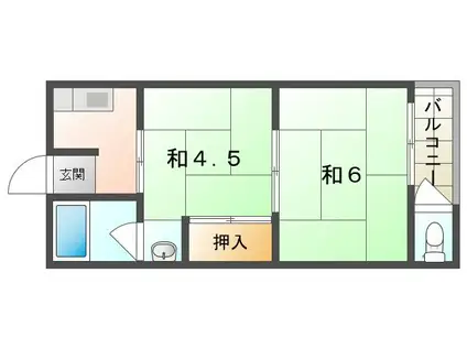 太陽マンション(2K/2階)の間取り写真