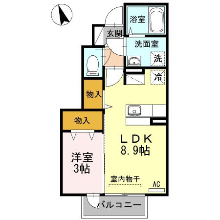 オリビエスルプリューメ(1LDK/1階)の間取り写真