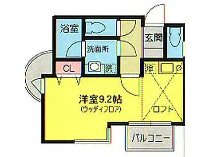 ボザール萩が丘II(1K/1階)の間取り写真
