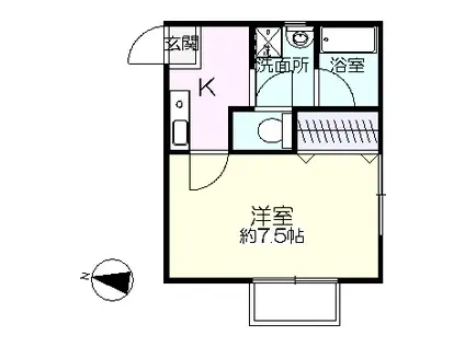 柳町ハイツ(1K/1階)の間取り写真
