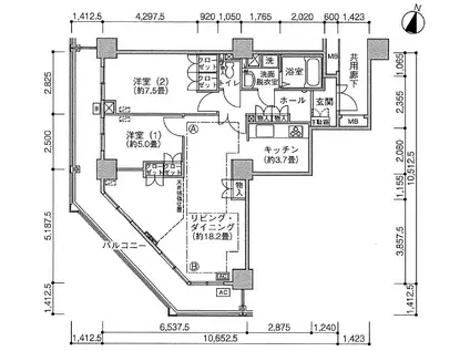 Jタワー西大井(2LDK/22階)の間取り写真