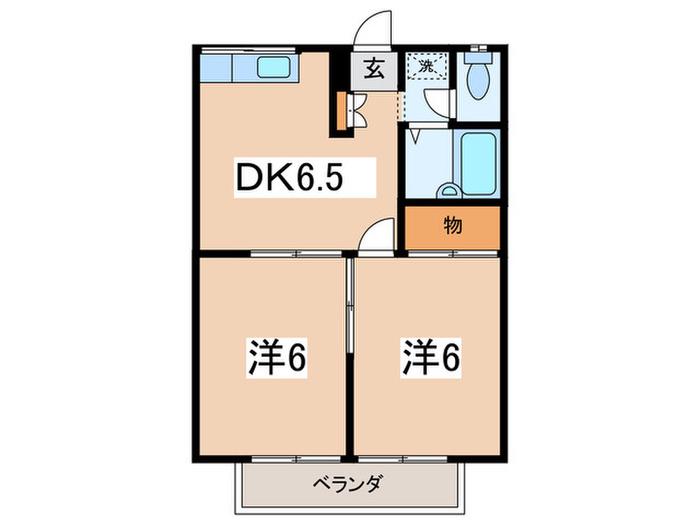 エステート笹尾(2DK/2階)の間取り写真