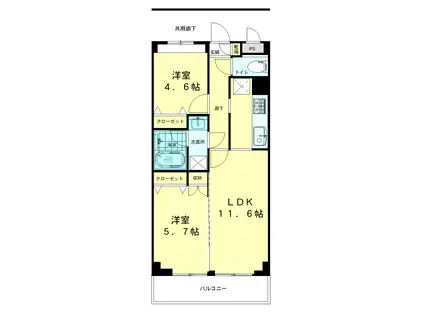 エイトピュア浜竹(2LDK/3階)の間取り写真