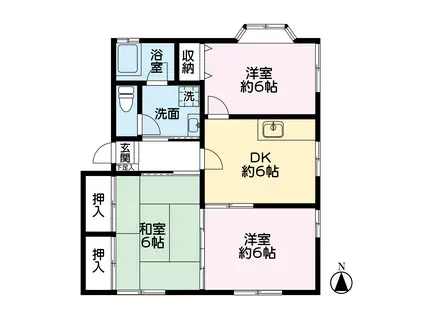 第二ひまわりハイツ1階角(3DK/1階)の間取り写真