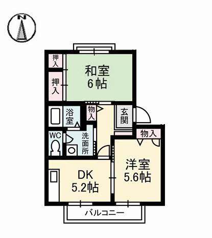 シャーメゾン・エクセル(2K/2階)の間取り写真