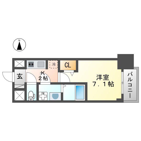 S-RESIDENCE一宮駅前(1K/7階)の間取り写真
