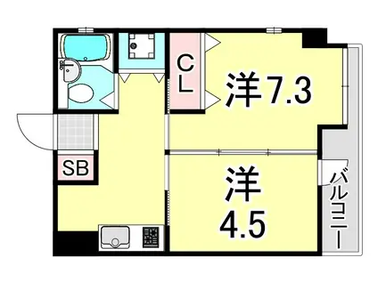 アーク武庫之荘NO.5(2DK/5階)の間取り写真