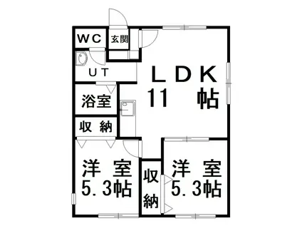 エーコー桜ケ岡(2LDK/2階)の間取り写真
