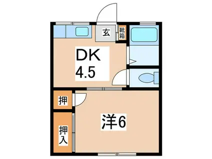 若松荘(1DK/2階)の間取り写真