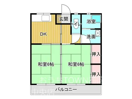 ひまわり荘(2DK/2階)の間取り写真