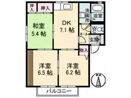 ル・グランレーブ(3DK/2階)の間取り写真