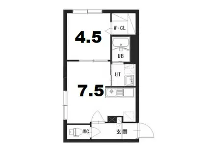 サクラブール栄通(1DK/4階)の間取り写真