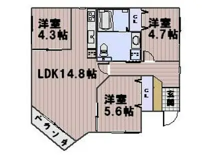 パークヒルズオオヤケヴィラ4(3LDK/2階)の間取り写真