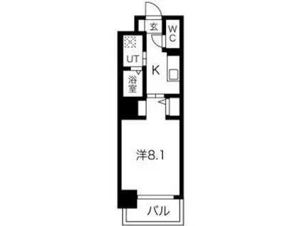 ジアコスモ神戸三宮(1K/3階)の間取り写真