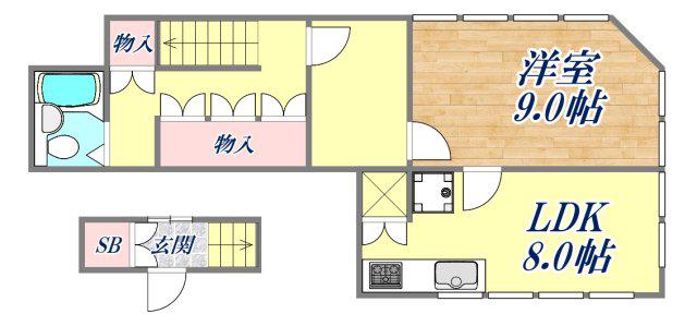 ホルム夙川(1LDK/4階)の間取り写真